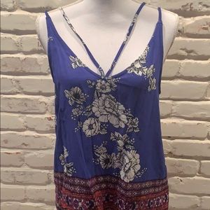 The blue with white flower tank top